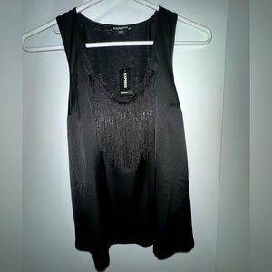 Black tank top with fringe